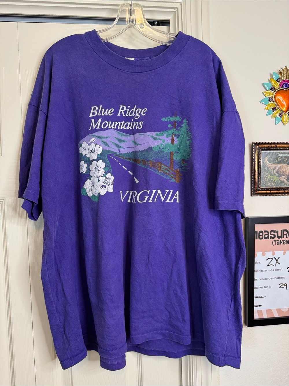 Vintage Blue Ridge Mountains Virginia Scenic Art Graphic T Shirt USA 2X *READ*